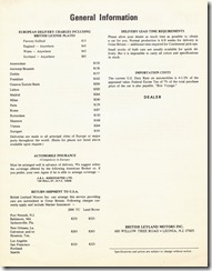 1970 Roverseas Delivery Plan - Back Page