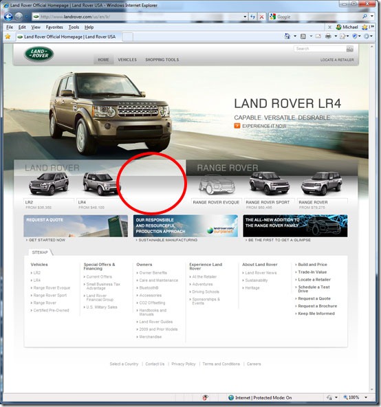 LandRoverWebPageMissing