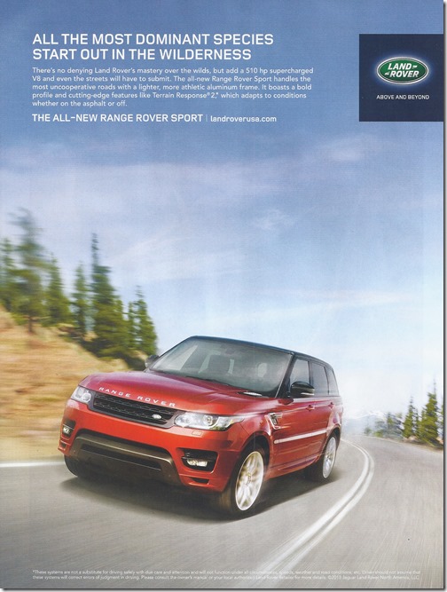 The latest (first?) print ad for the All-New Range Rover Sport ...