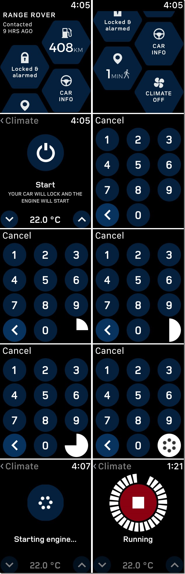 Range Rover Remoteapp Remote Climate aka remote start for 2017 Range Rover on Apple Watch ...